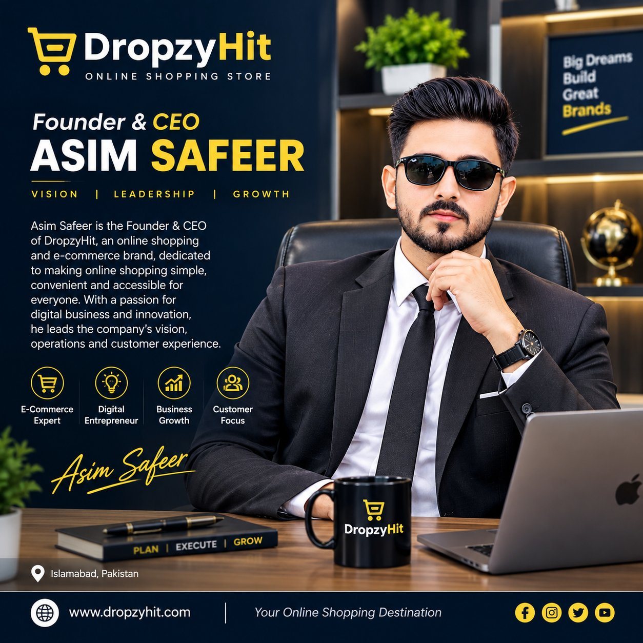 Asim Safeer, Founder & CEO of DropzyHit — official poster